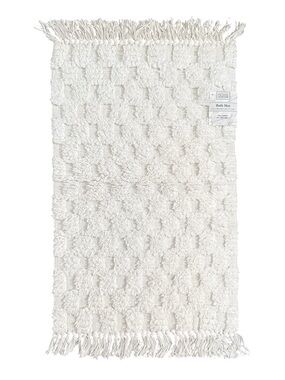 Home Collections Checkered Fringe Bath Mat Cotton Ivory 18x28 NWT